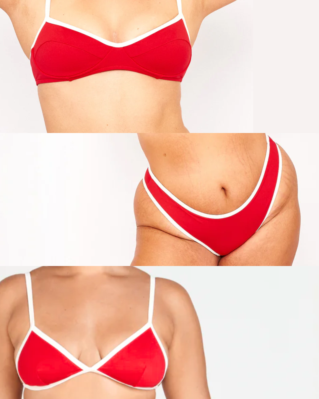 Combo Queridinho Vermelho/Off – Top Jami + Top Fita + Calcinha Sônia