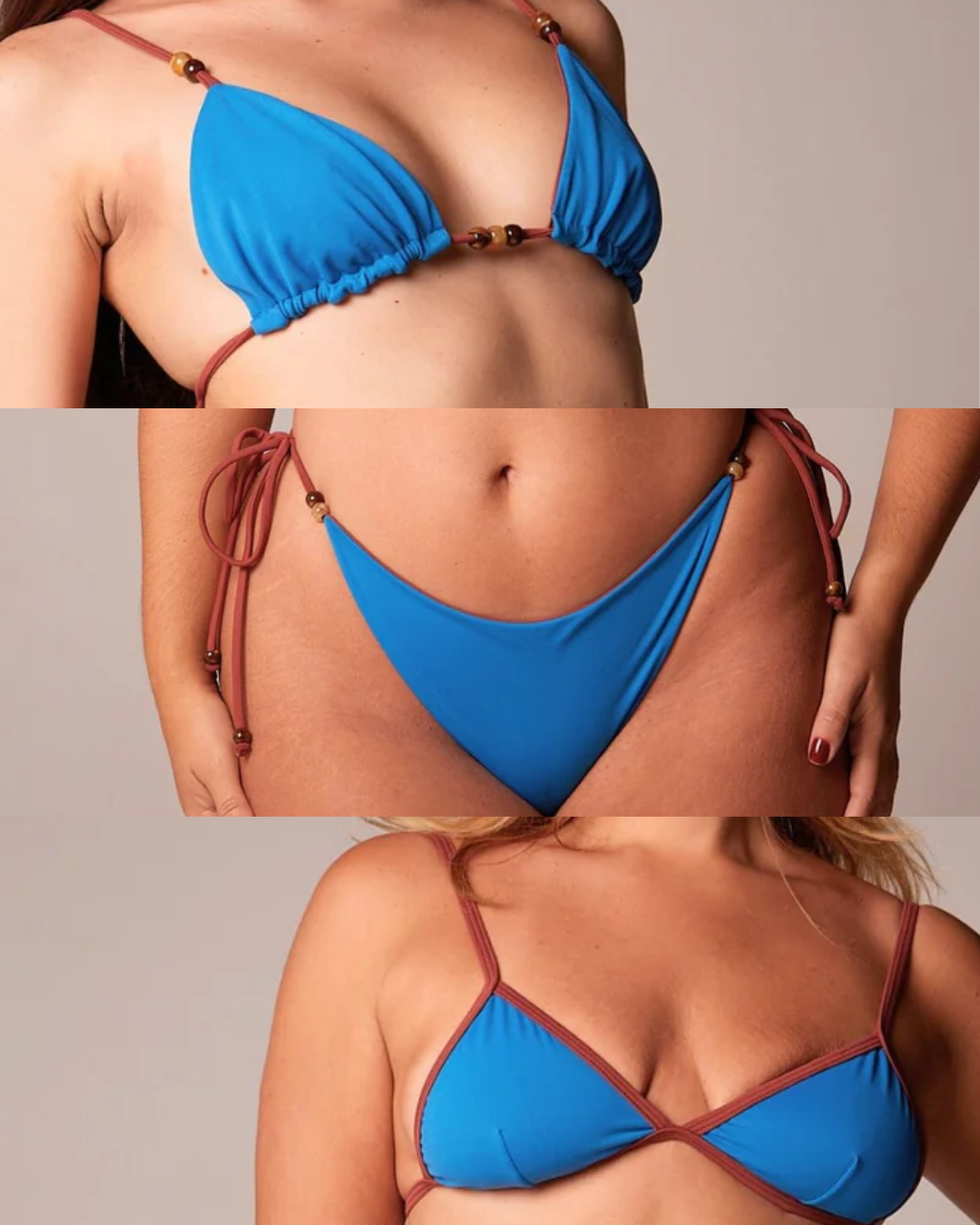 Combo Queridinho Azul/Marrom – Top Lizzo + Calcinha Lizzo + Top Fita
