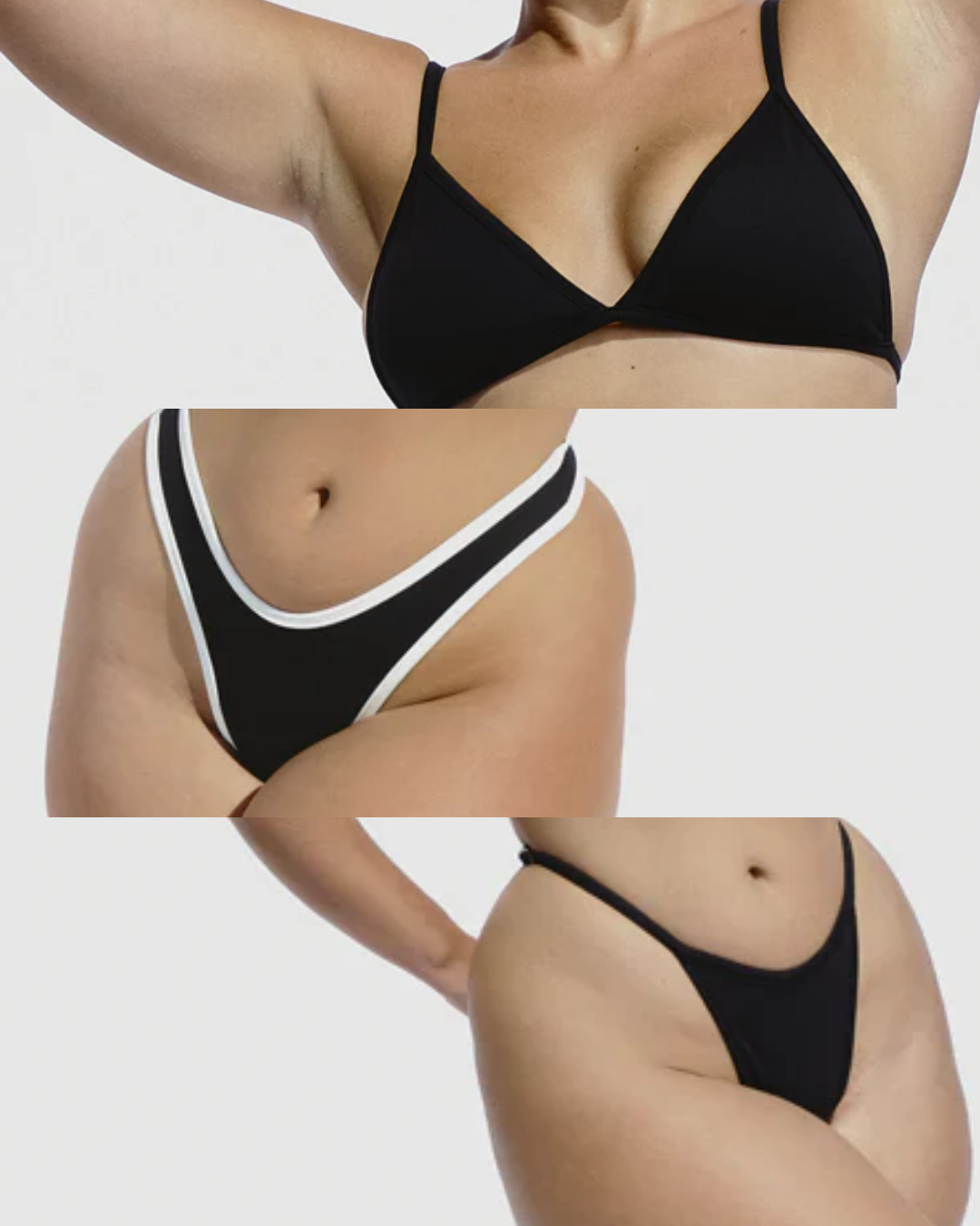 Combo Queridinho Preto/Off – Top Fita + Calcinha Fitinha + Calcinha Sônia