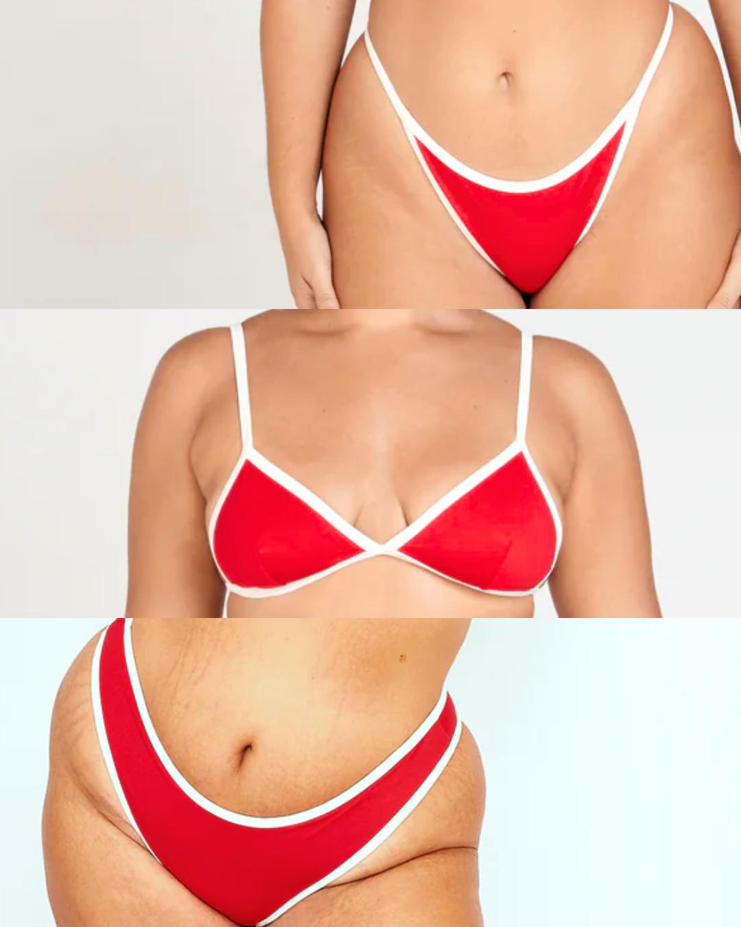 Combo Queridinho Vermelho/Off – Calcinha Fitinha + Top Fita + Calcinha Sônia
