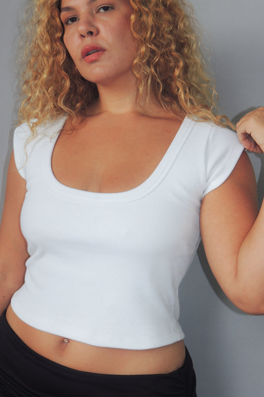 Blusa Manguinha Decote Redondo Midi