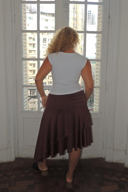 Blusa Manguinha Decote Redondo Longa