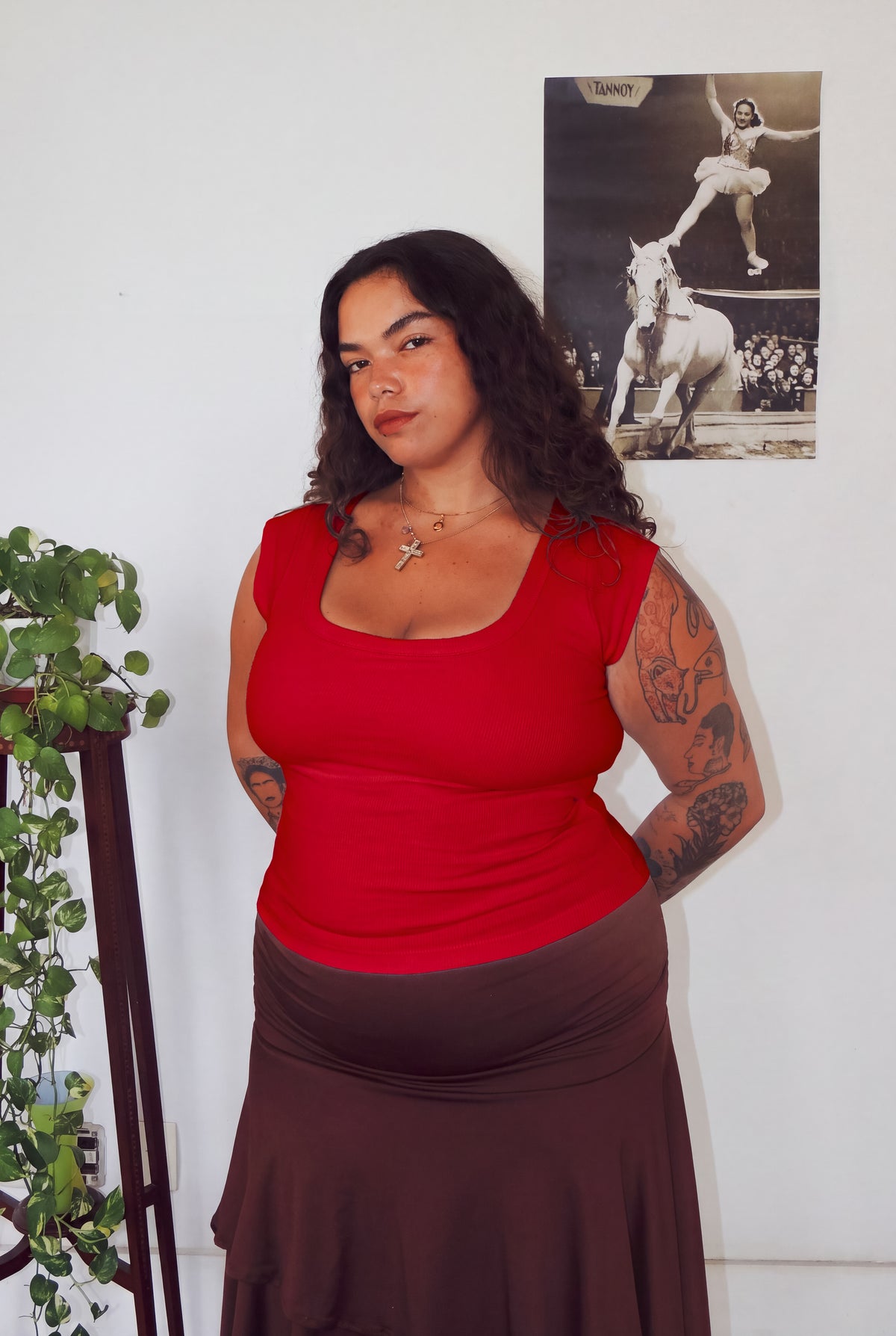 Blusa Manguinha Decote Redondo Longa