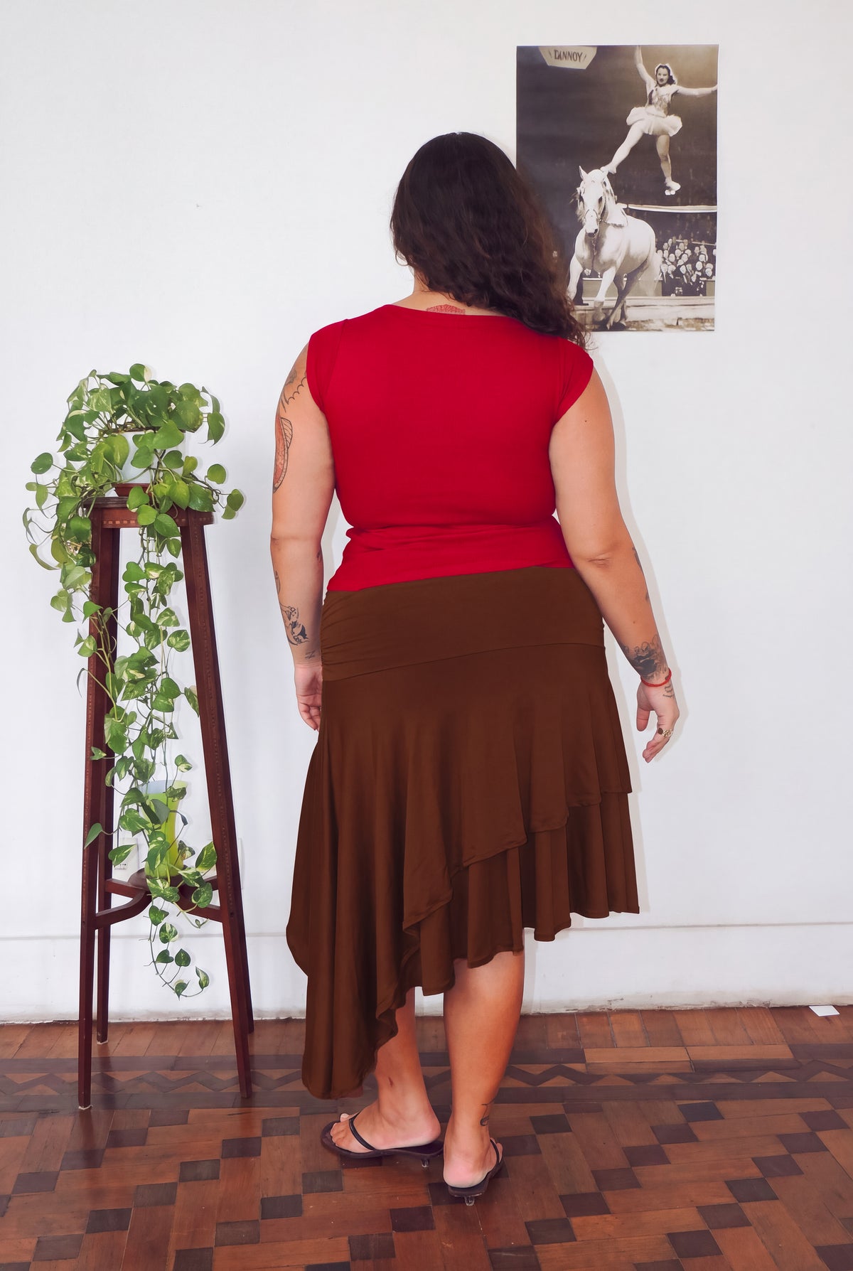 Blusa Manguinha Decote Redondo Longa
