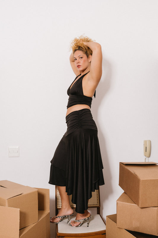 Saia Babados Assimétrica